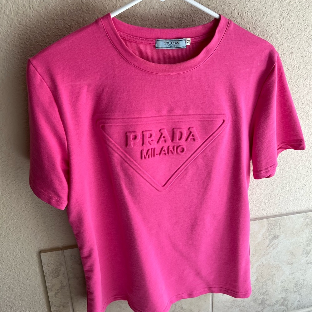 Prada Pink Short Sleeve Tee Vibrant Cotton Crew